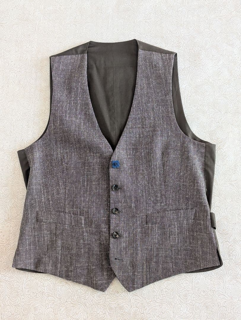 LARDINI/ラルディーニ/ウール・コットン・リネン/ブラウンジレ/ベスト