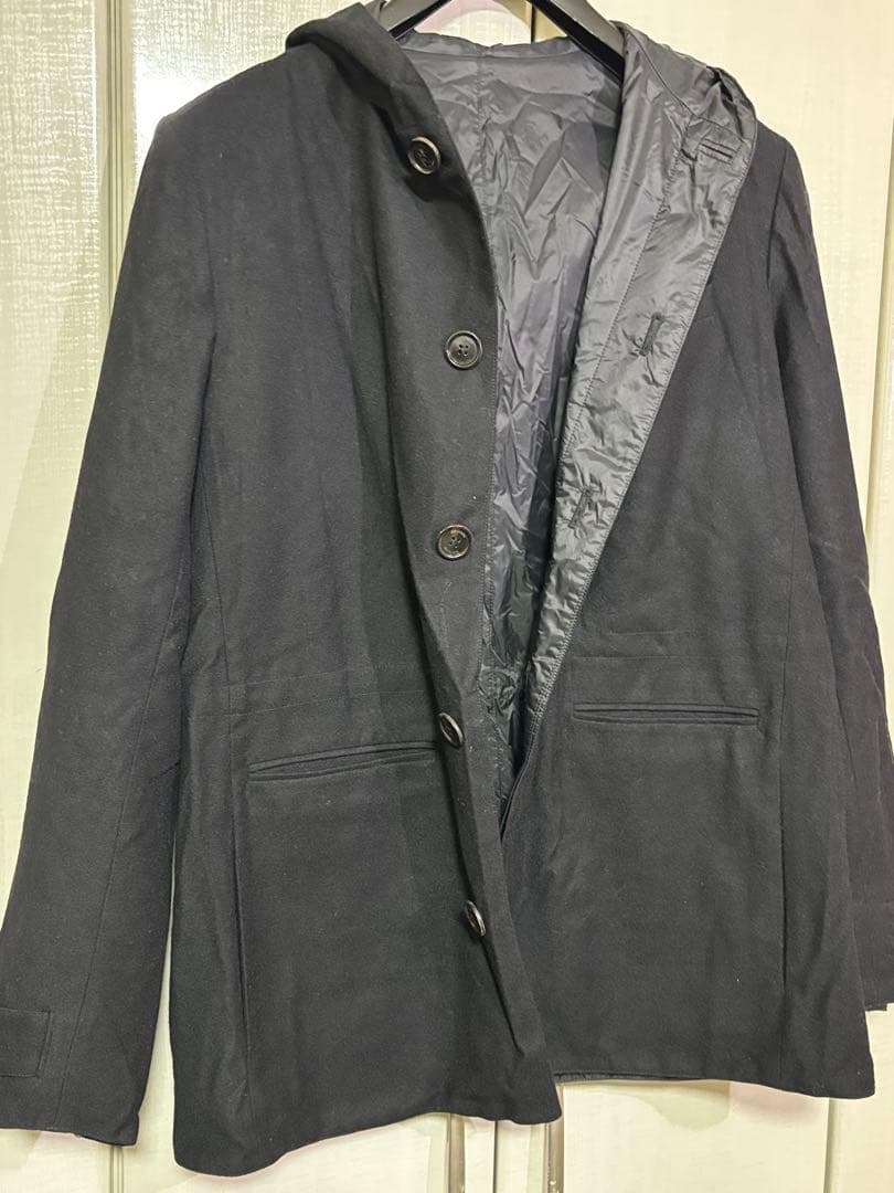 size46 ディオールオム メルトンウール製フーディコート リバーシブル