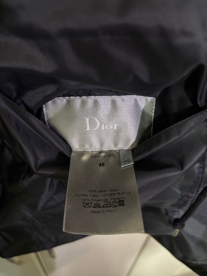 size46 ディオールオム メルトンウール製フーディコート リバーシブル