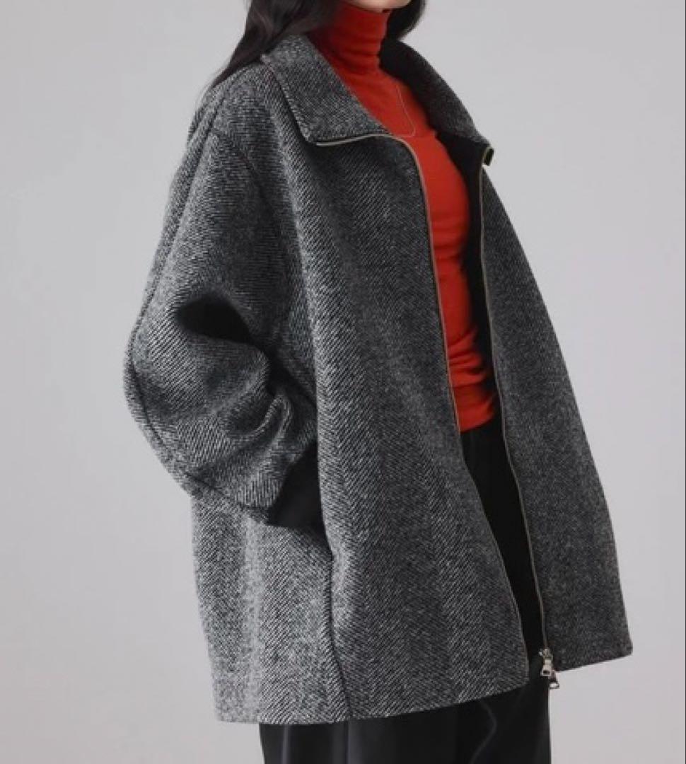 完売品 ADAM ET ROPE ヘリンボンツイード ボンディング コーディガン