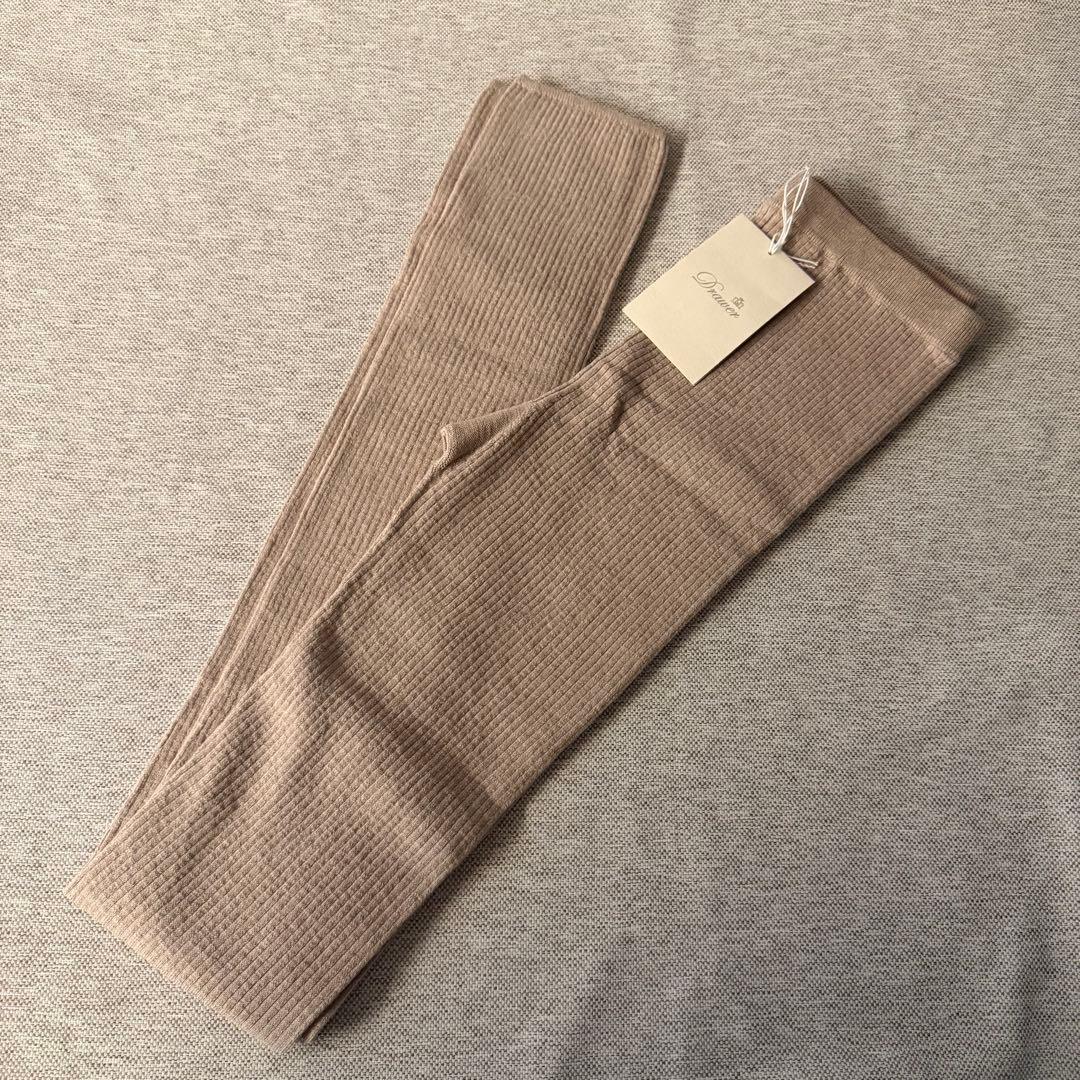 Drawer ドゥロワー　リブ編みレギンス　ベージュ　フリーサイズ