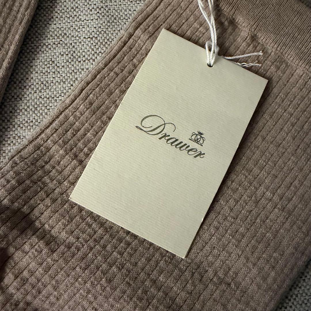 Drawer ドゥロワー　リブ編みレギンス　ベージュ　フリーサイズ