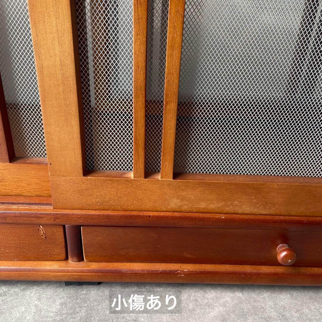 網戸つき　戸棚　蝿帳（はいちょう）　食器棚　キッチンファニチャー　木製　レトロ