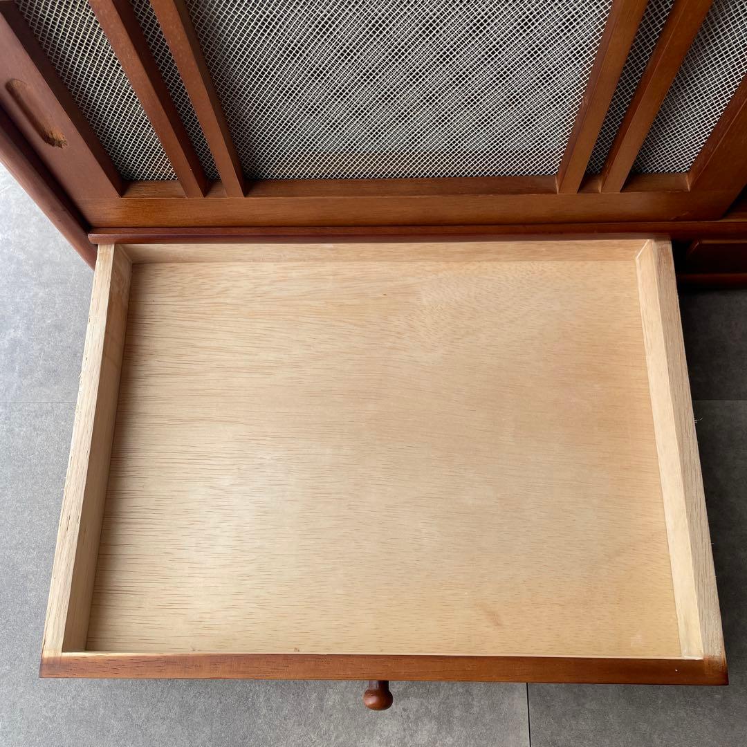 網戸つき　戸棚　蝿帳（はいちょう）　食器棚　キッチンファニチャー　木製　レトロ