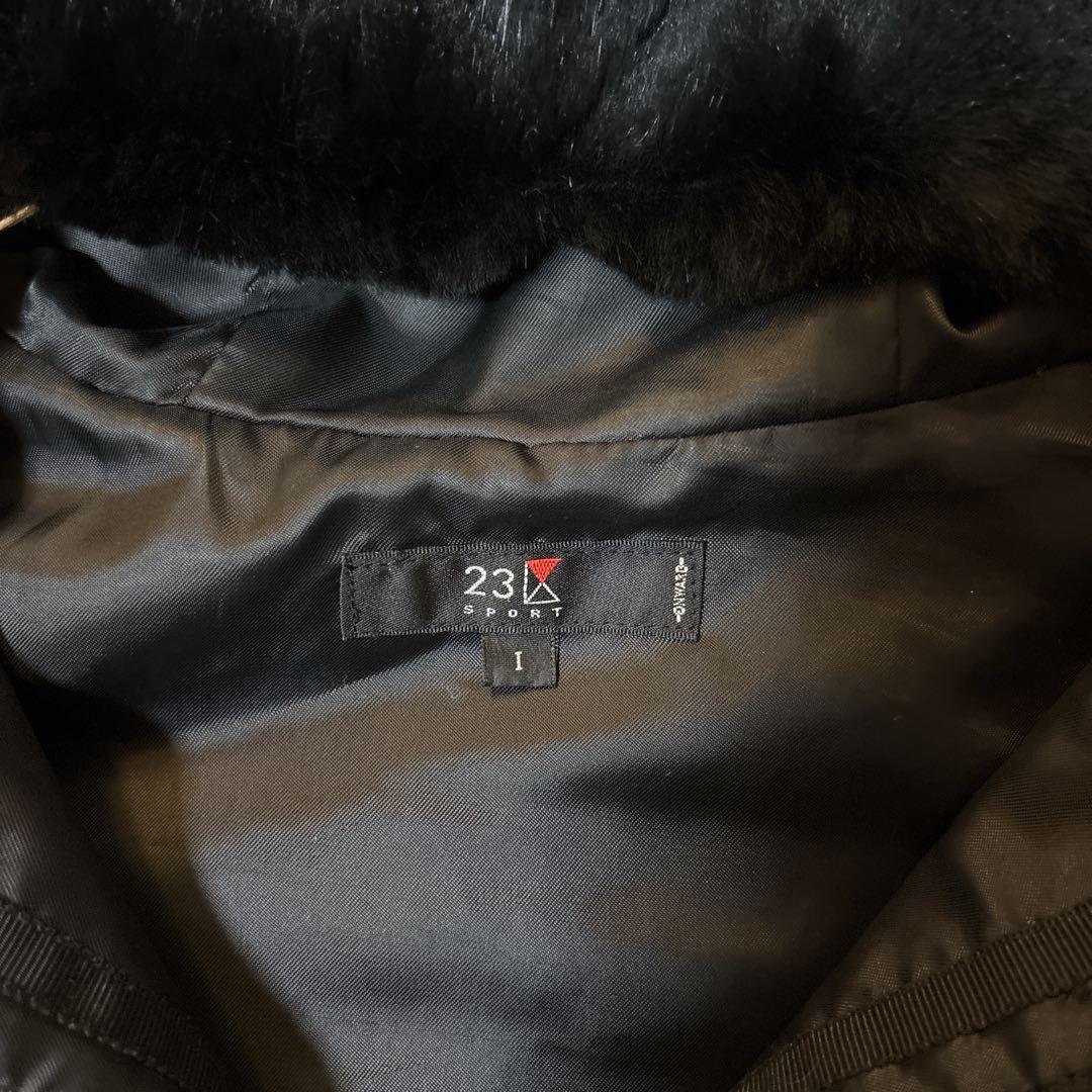 美品＊23区スポーツ　リアルファー　ベスト　ラビット100% ブラック　フード