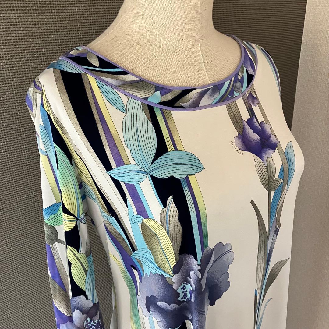 レオナール カンカン ワンピース 花柄 40