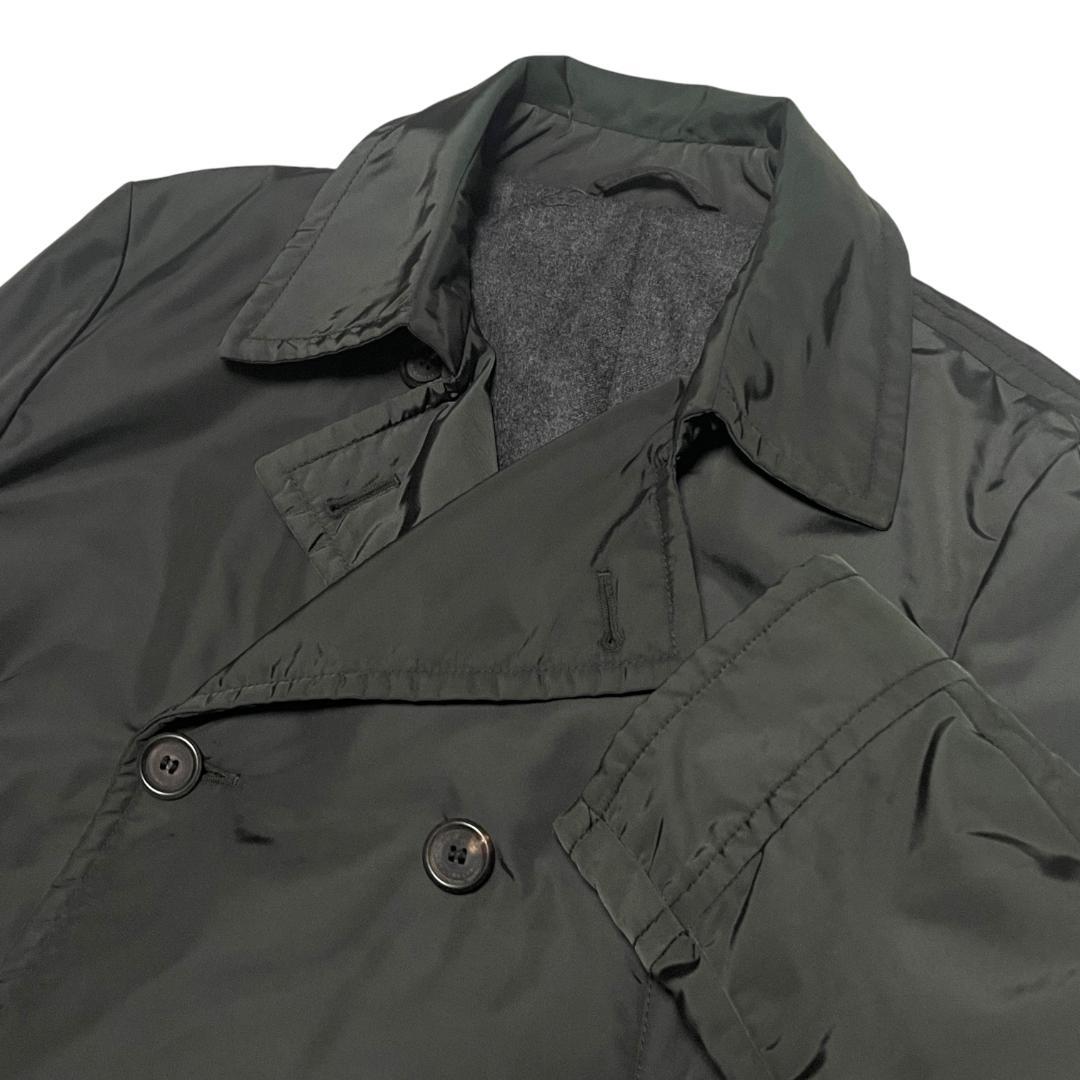 美品 ルイジボレッリ ナイロンジャケット 48 ダブルジャケット カーキ