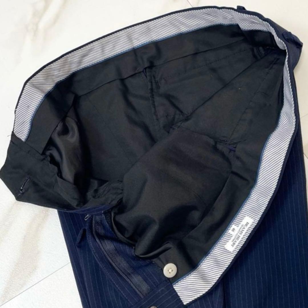 【美品】ビームスハート スーツ セットアップ ネイビー ストライプ 洗える 48