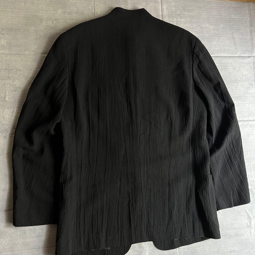 イッセイミヤケメン　リネン×ウール　シワ加工　マオカラー　ジャケット　Mサイズ