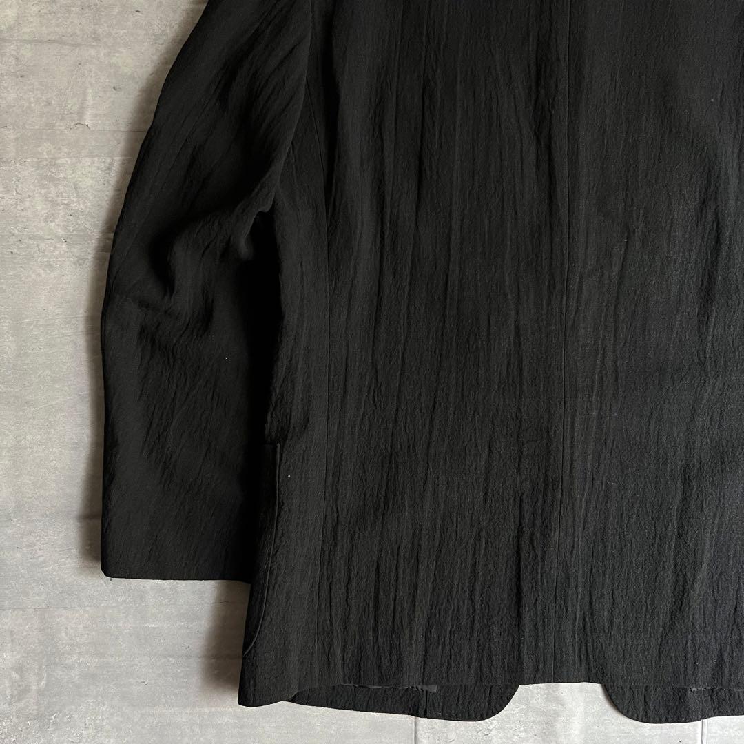 イッセイミヤケメン　リネン×ウール　シワ加工　マオカラー　ジャケット　Mサイズ