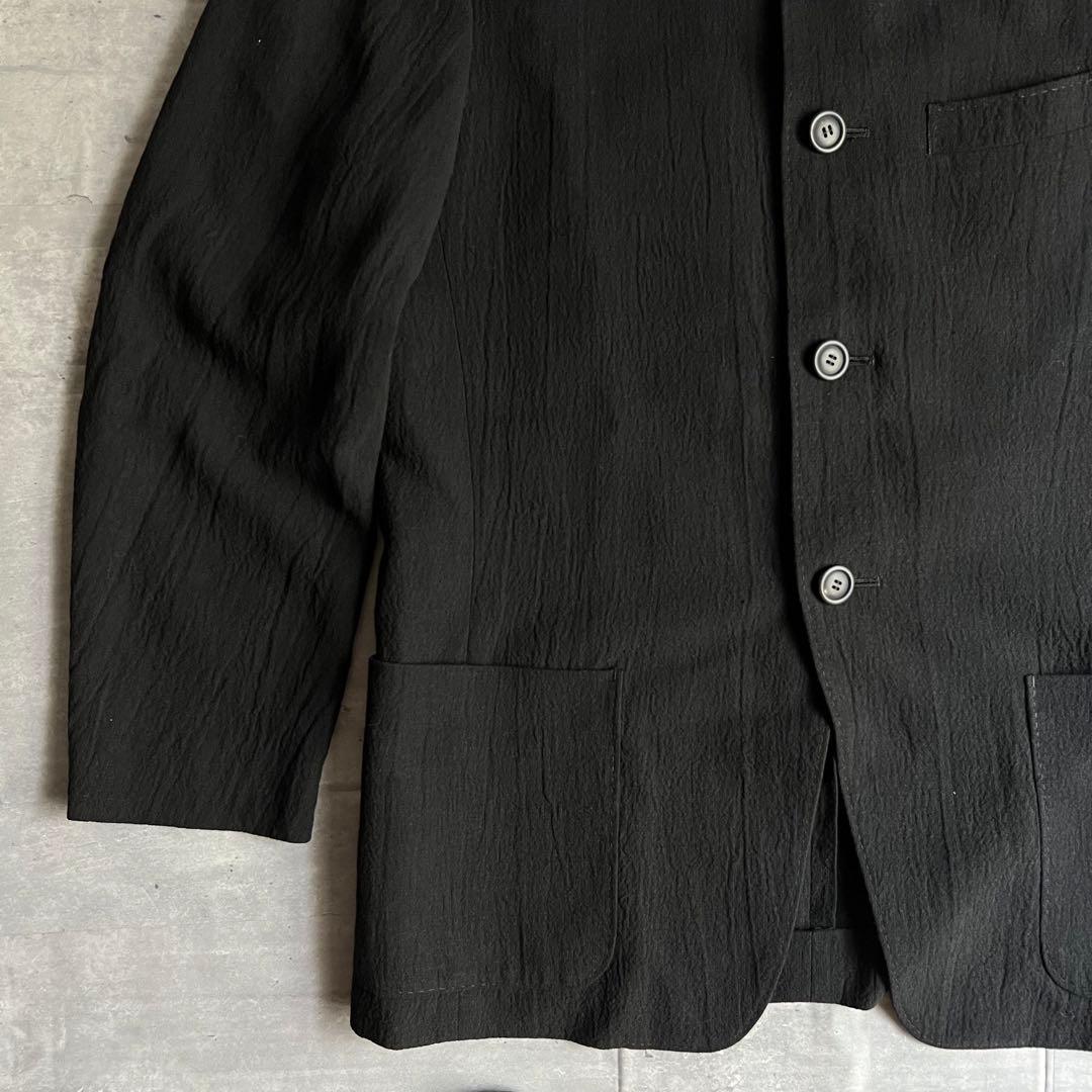 イッセイミヤケメン　リネン×ウール　シワ加工　マオカラー　ジャケット　Mサイズ