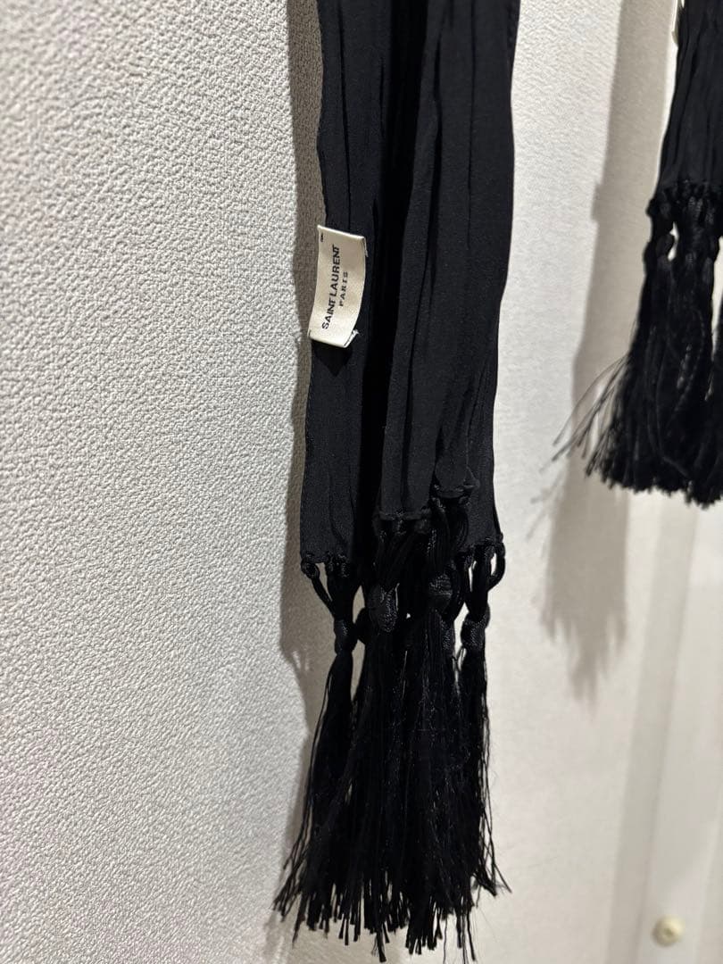 サンローランパリ エディスリマン 2013SS シルク フリンジストール 新品