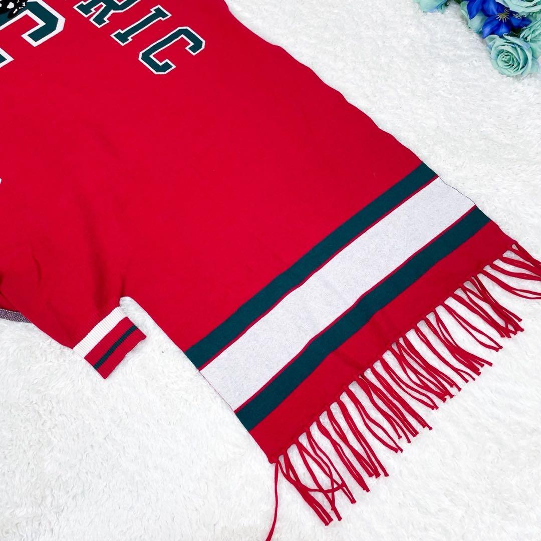 極美品 ヒステリックグラマー カレッジロゴ ショールカーディガン ニット レッド