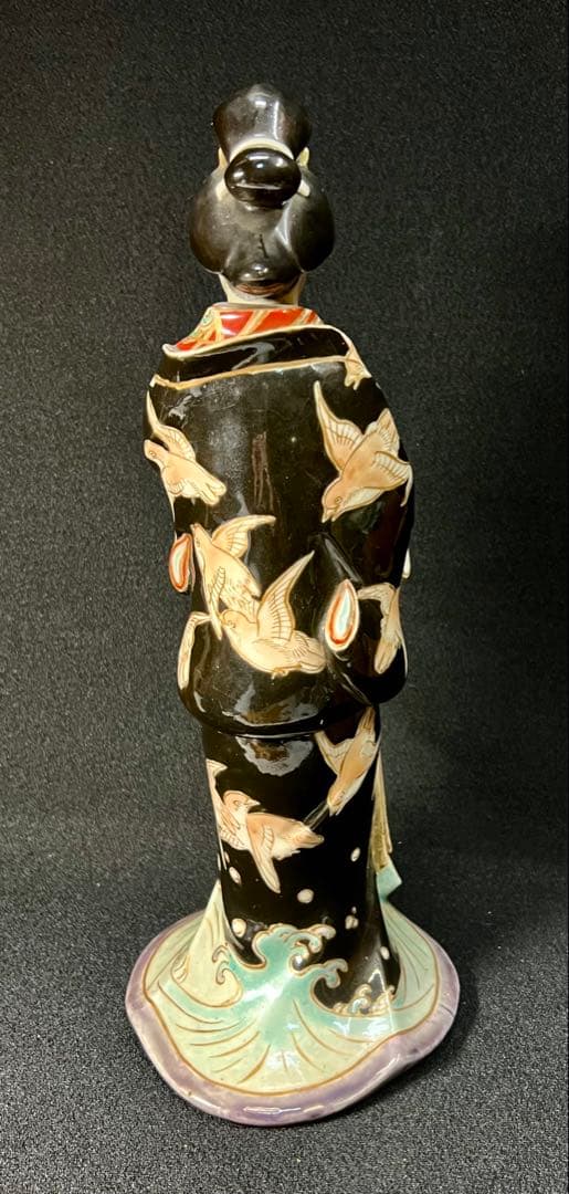 九谷焼 春画人形 色絵金彩 舞妓　陶器人形枕絵　置物