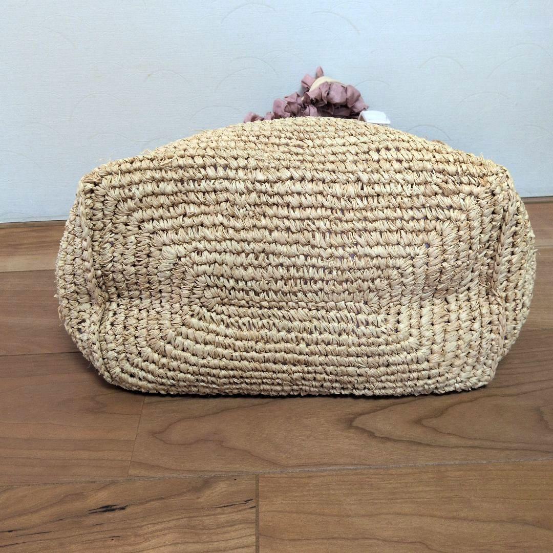 LUDLOW ラドロー フリル付ラフィアバッグ トートバッグ かごバッグ ピンク