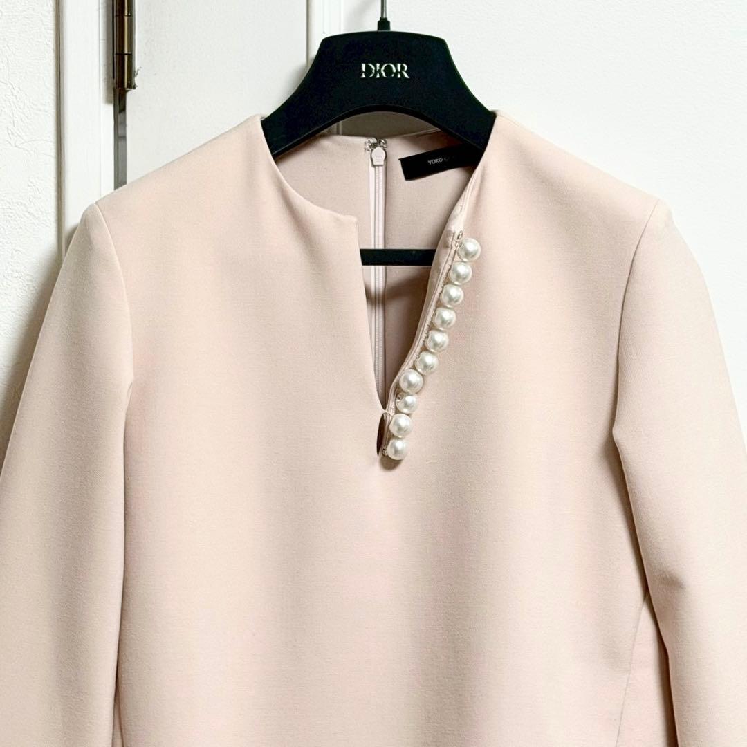 マーフィーヨーコチャン 美品 スリット ライン ラッフル パール ブラウス