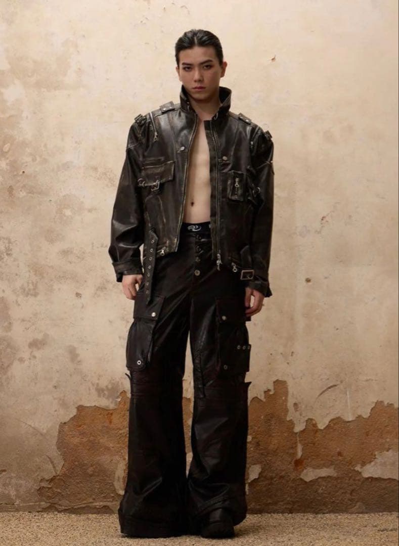 パンツ PERSONSOUL Beetle Faux Leather Tousers