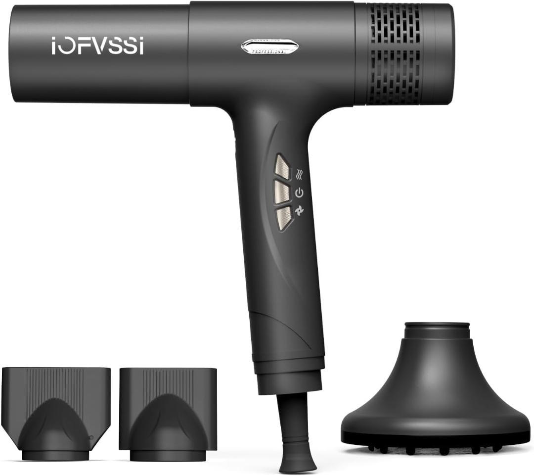 IOFVSSIドライヤー 大風量 速乾 冷風/熱風 3段階温度調節 【グレー】