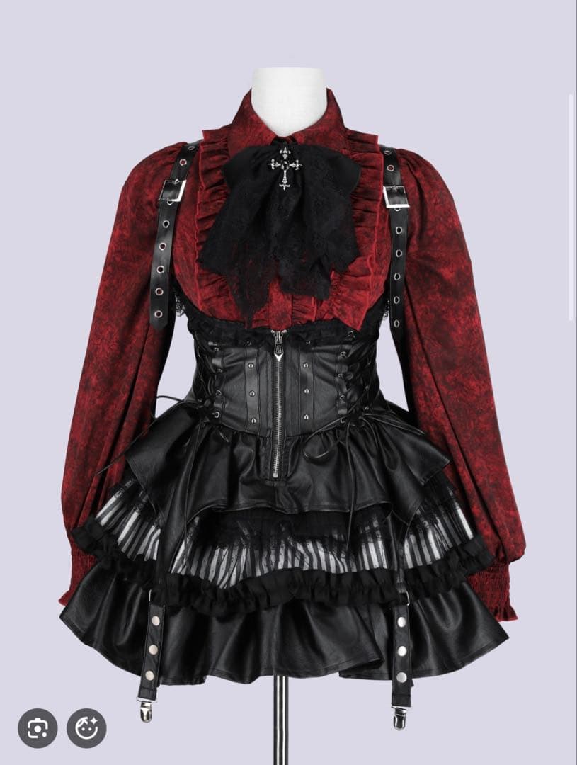 スカート QOOZA IMVAL / Lace Frill Leather Dress