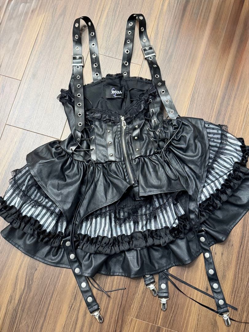 スカート QOOZA IMVAL / Lace Frill Leather Dress