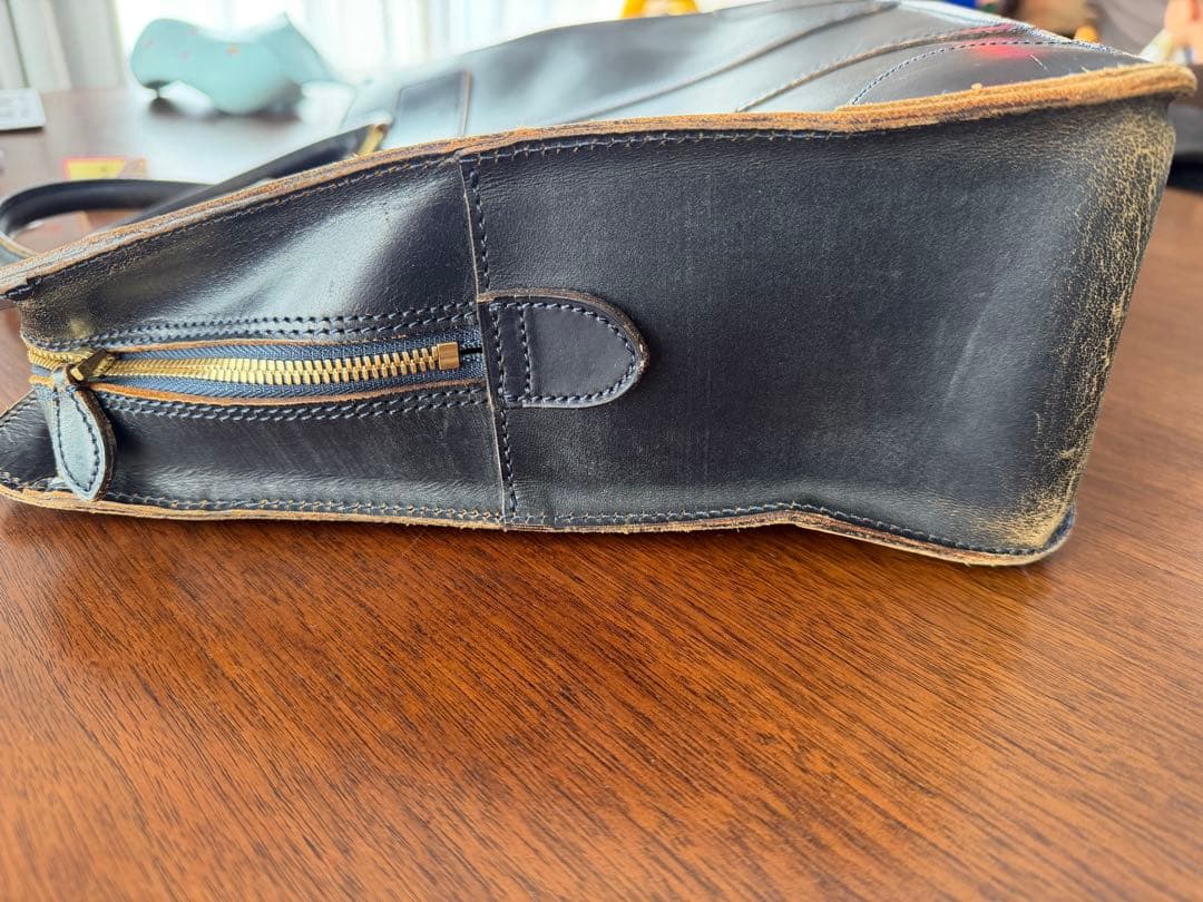 ガンゾ　GANZO ネイビー レザー ビジネスバッグ