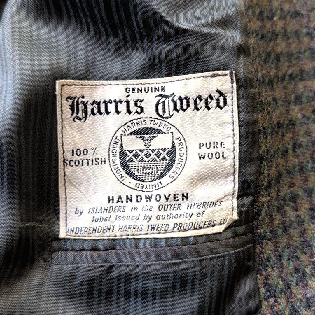 希少 50s ビンテージ ハリスツイード ジャケット ウール くるみボタン 古着