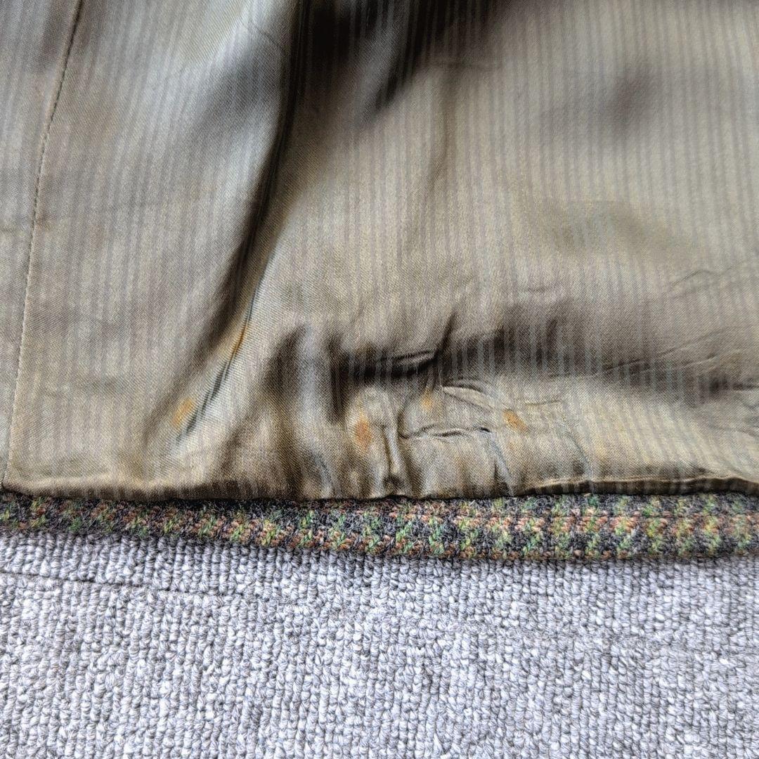 希少 50s ビンテージ ハリスツイード ジャケット ウール くるみボタン 古着