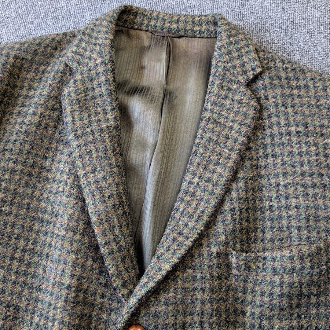 希少 50s ビンテージ ハリスツイード ジャケット ウール くるみボタン 古着