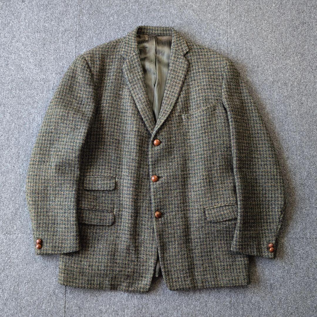 希少 50s ビンテージ ハリスツイード ジャケット ウール くるみボタン 古着