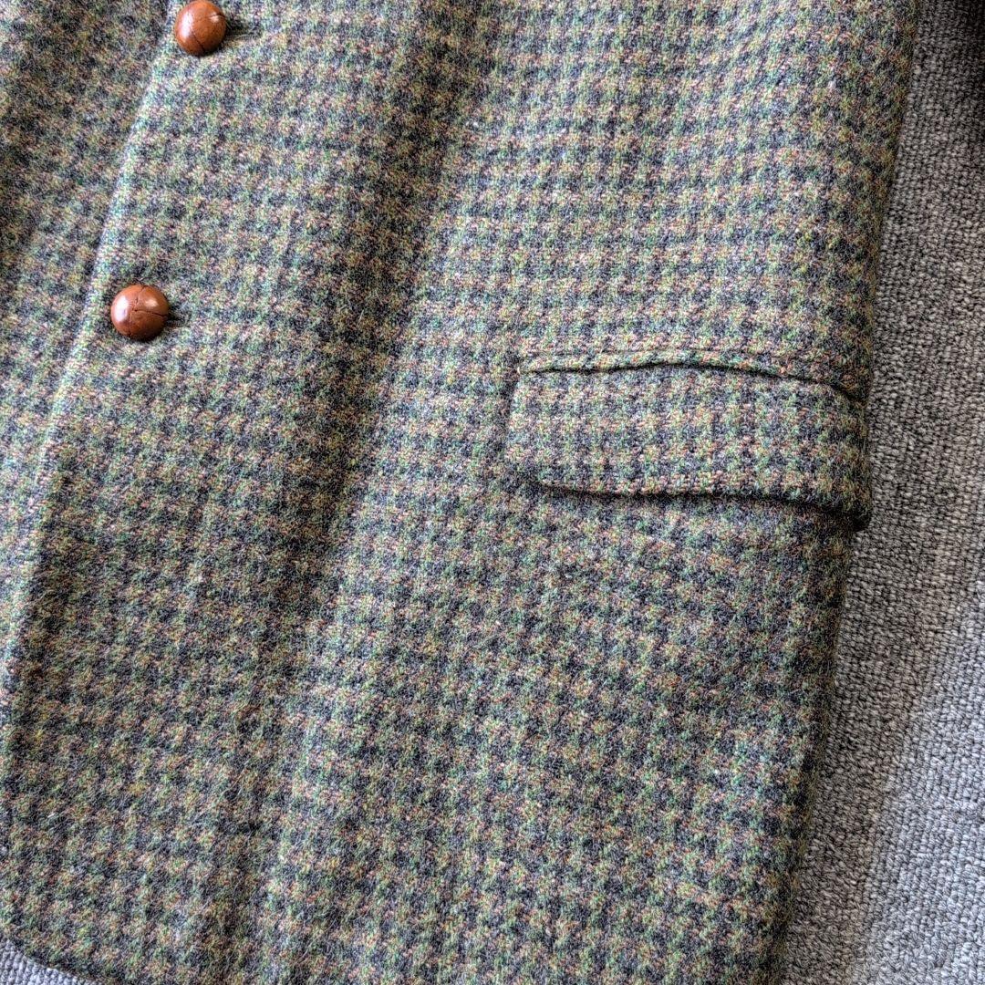 希少 50s ビンテージ ハリスツイード ジャケット ウール くるみボタン 古着