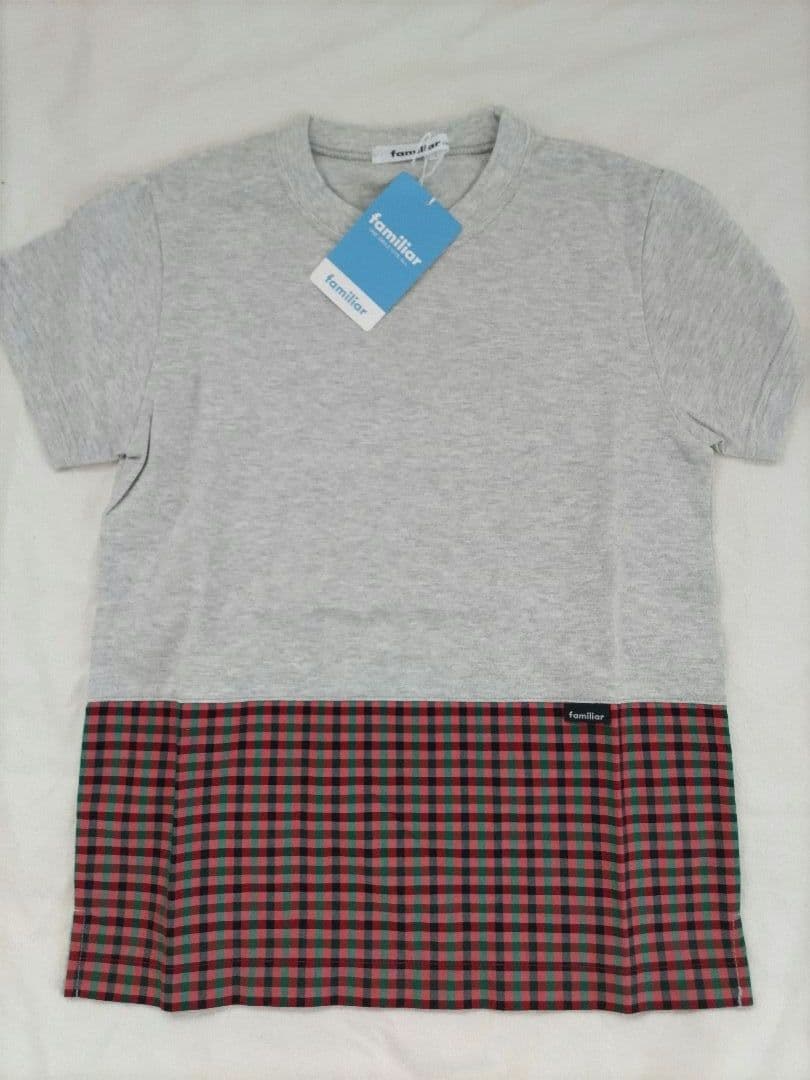 新品　ファミリアチェック　半袖シャツ　130