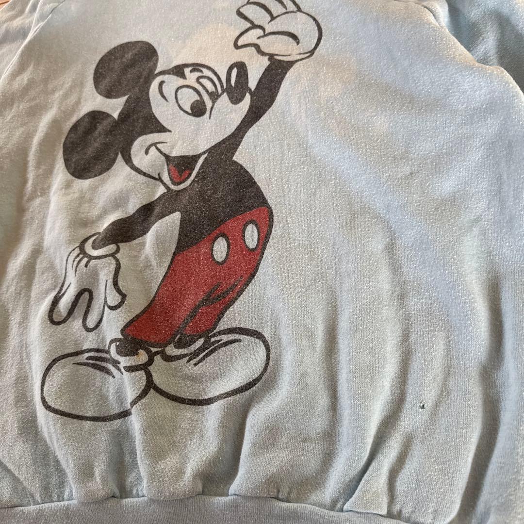 ミッキーマウス プリント トレーナー　ヴィンテージ　染み込みプリント