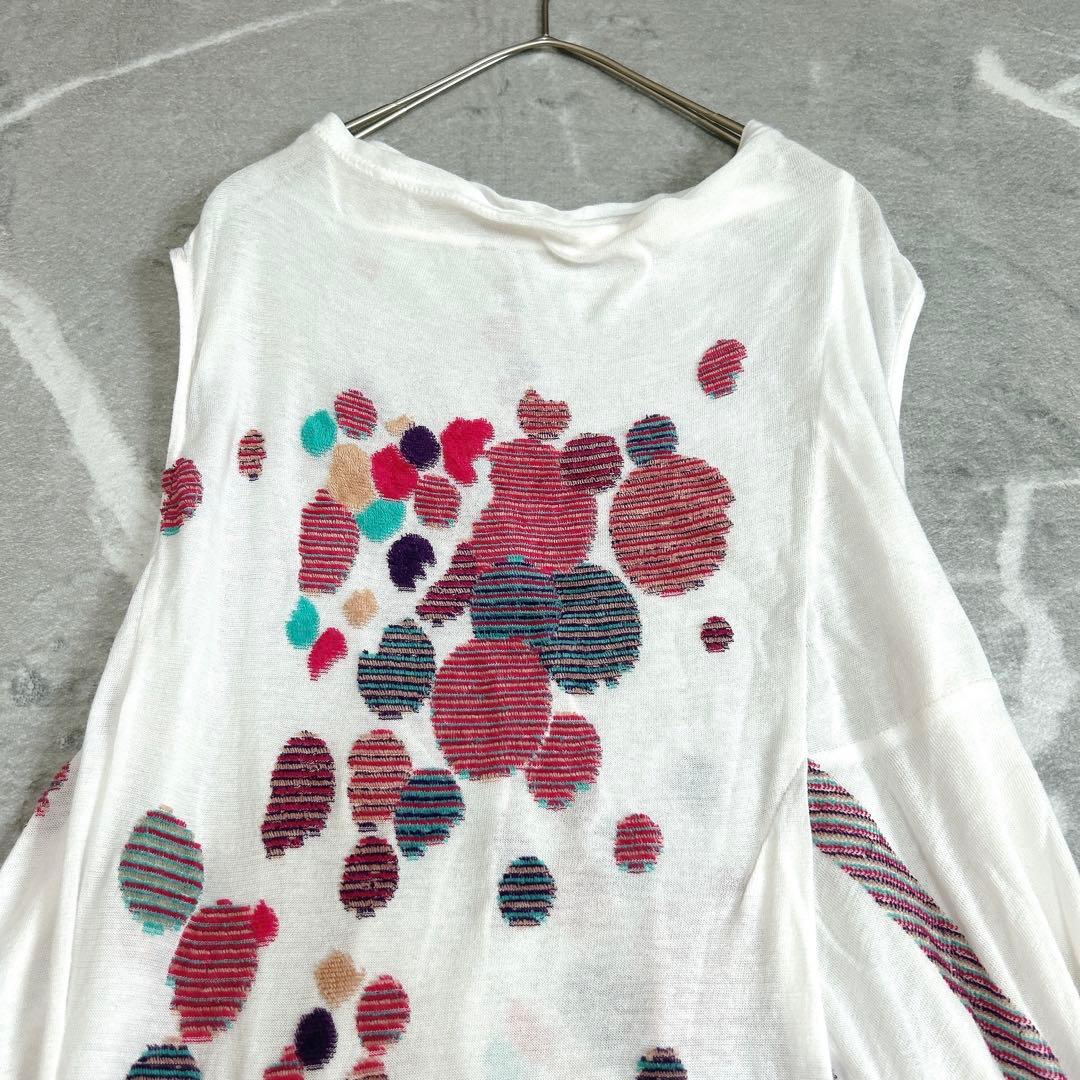 美品⁂センソユニコ⁂ジウ⁂ノースリーブロングチュニック　ジャガード　総柄　変形裾