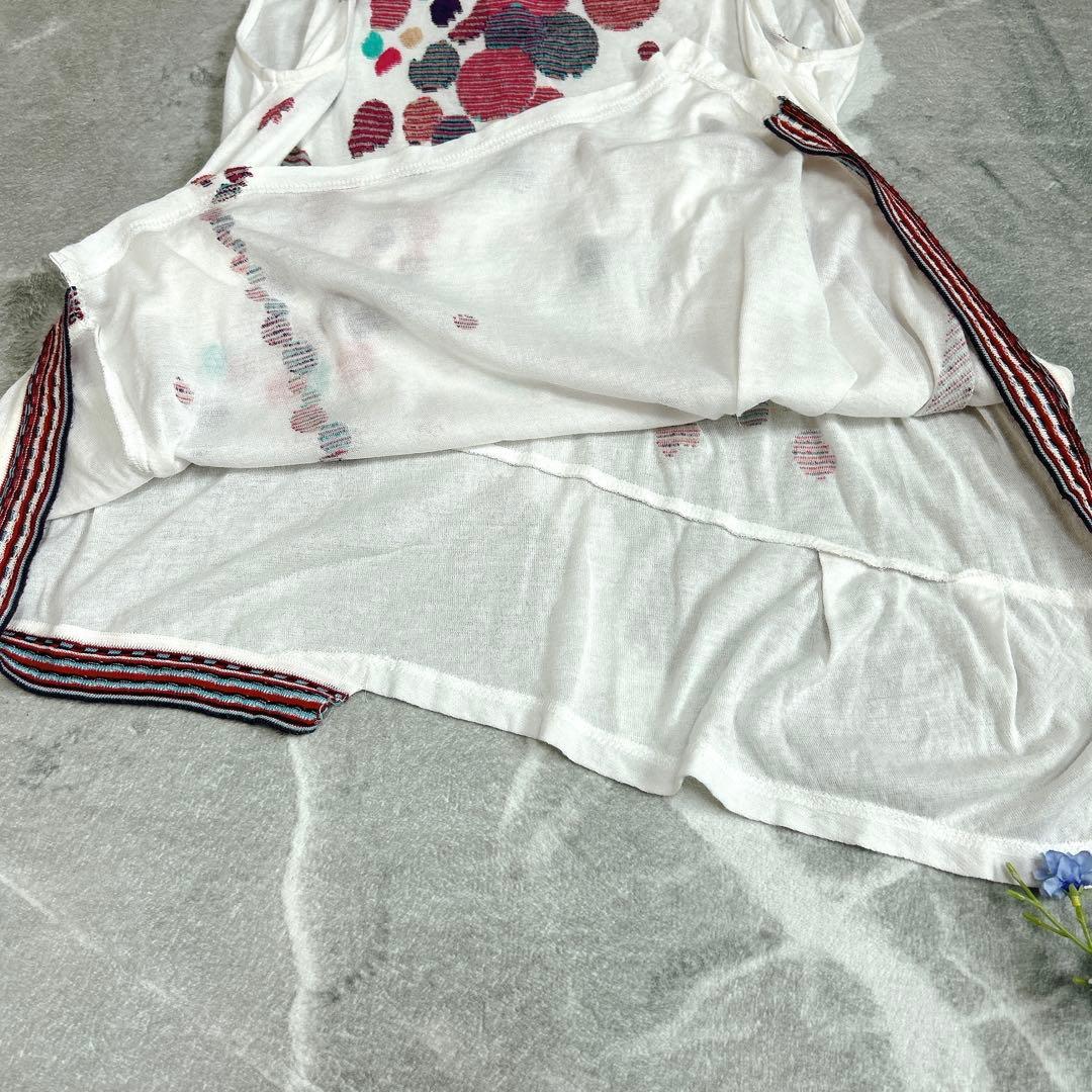 美品⁂センソユニコ⁂ジウ⁂ノースリーブロングチュニック　ジャガード　総柄　変形裾