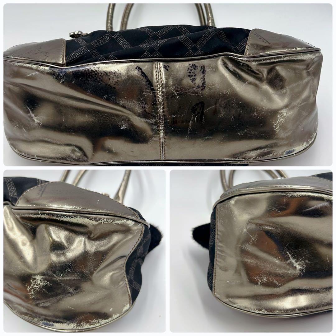 VERSACE ハンドバック グレカ模様 メデューサモチーフ 総柄 ファー