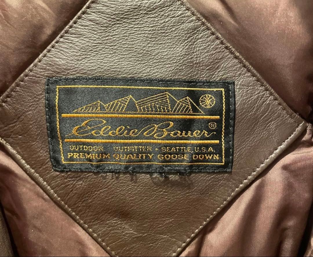 80' Eddie Bauer レザーダウンベスト黒タグ