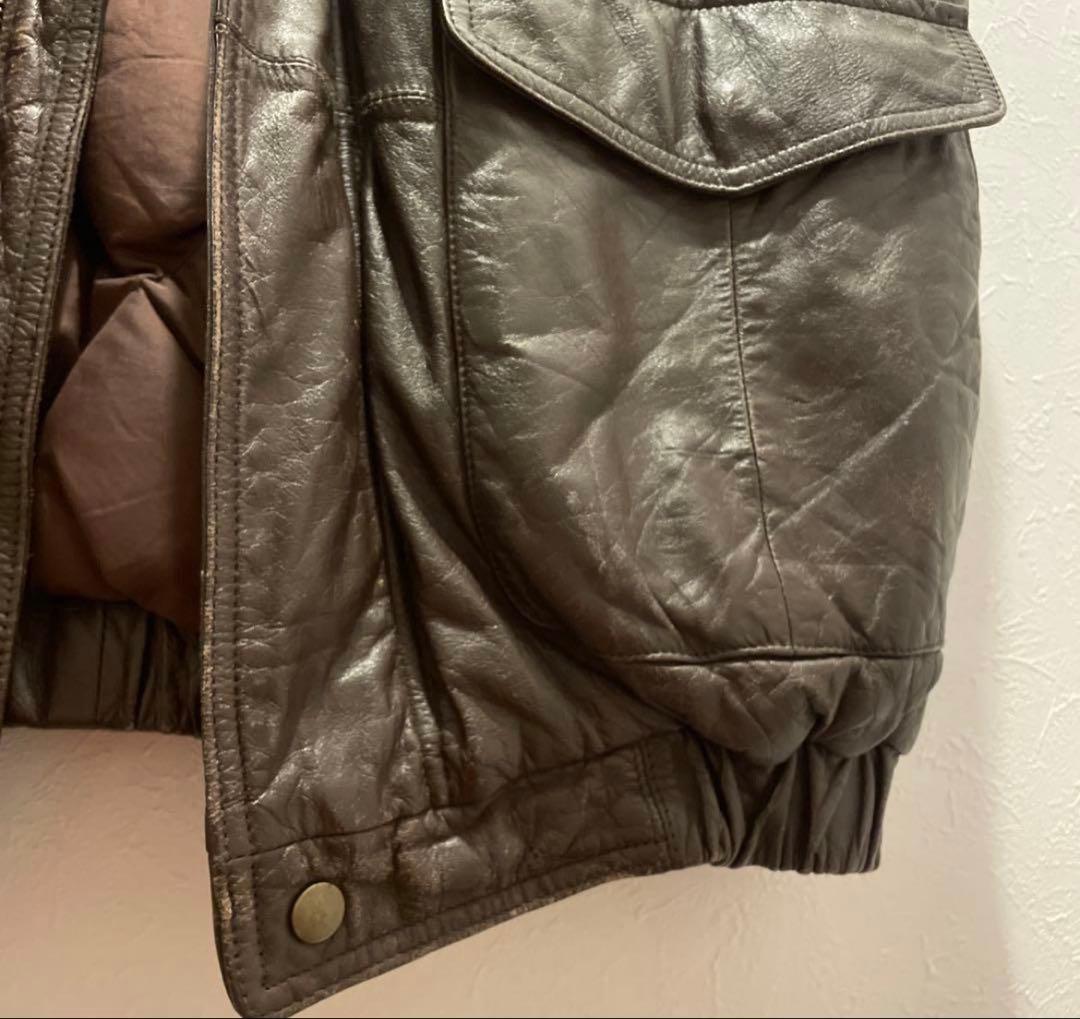 80' Eddie Bauer レザーダウンベスト黒タグ