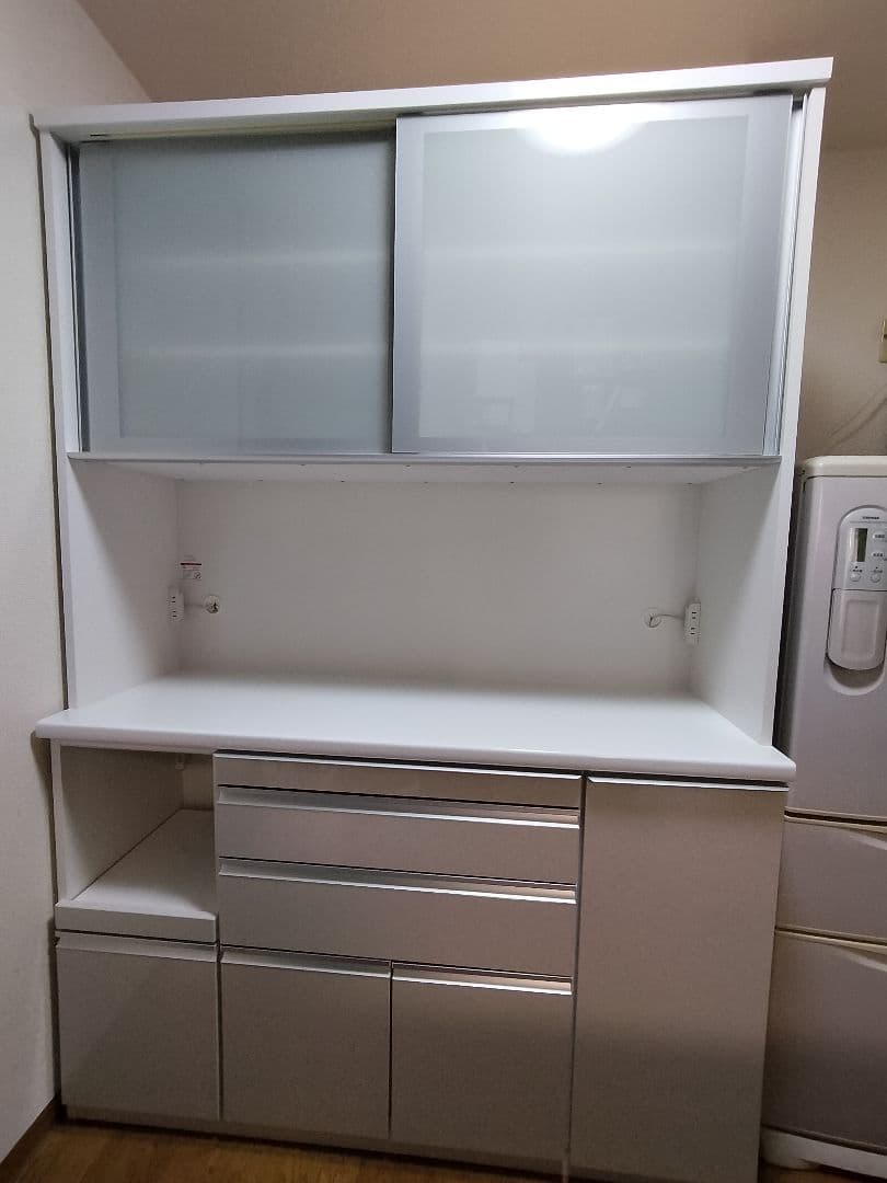 松田家具　キッチンボード　スモーク　　1400サイズ　食器棚　日本製　美品