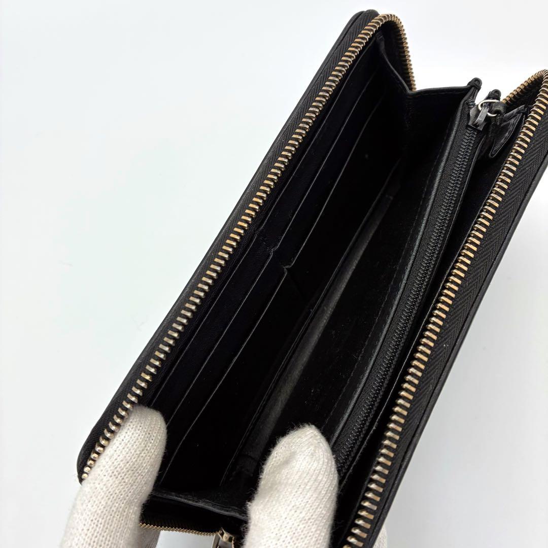 GUCCI グッチ スーキー ラウンドファスナー 長財布 シマレザー ブラック