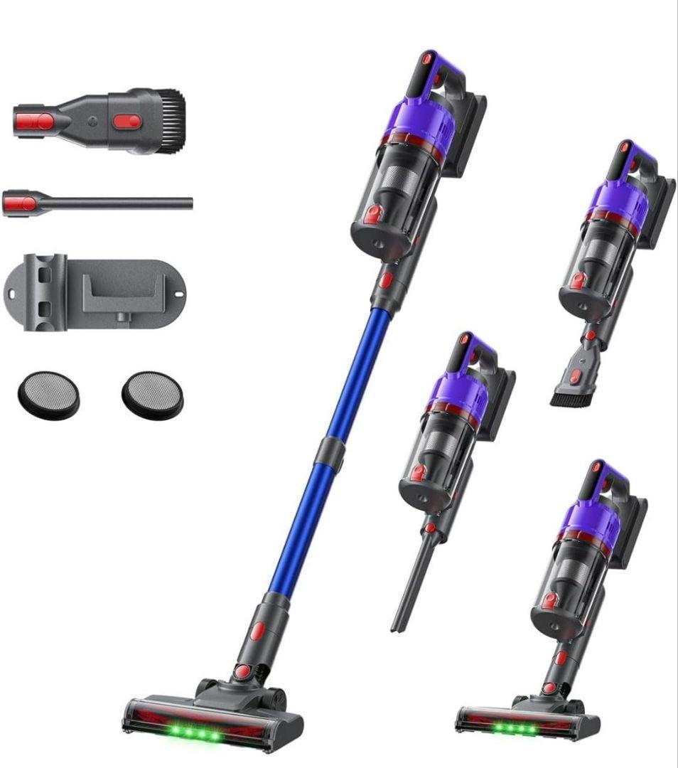 掃除機 コードレス 58kPa強力吸引自立式 55分連続稼働 軽量 スタンド不要