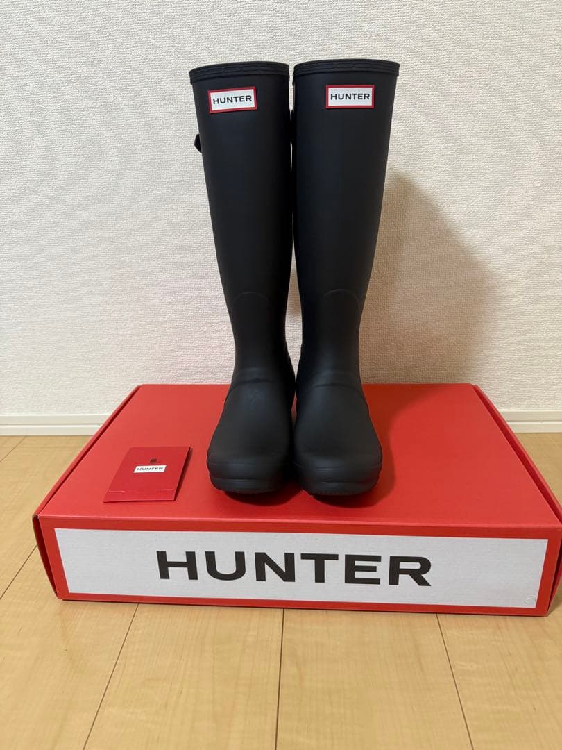 【新品・未使用】HUNTER ブラック 長靴 バックル付き UK5 24cm