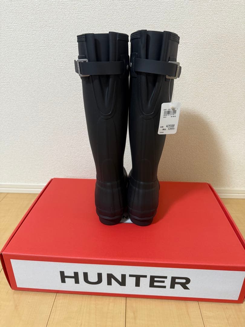 【新品・未使用】HUNTER ブラック 長靴 バックル付き UK5 24cm