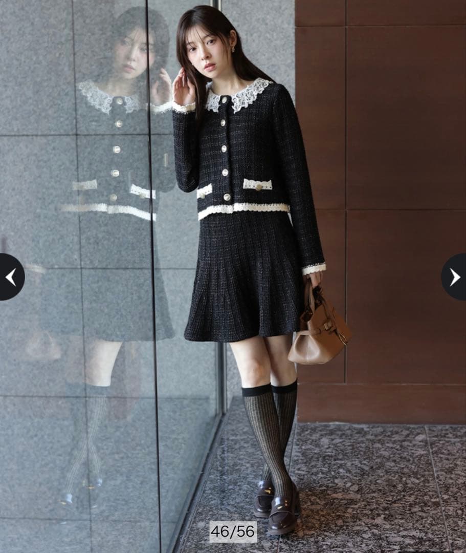 MARIEBELLEコラボ Tweed Knit Mini Skirt