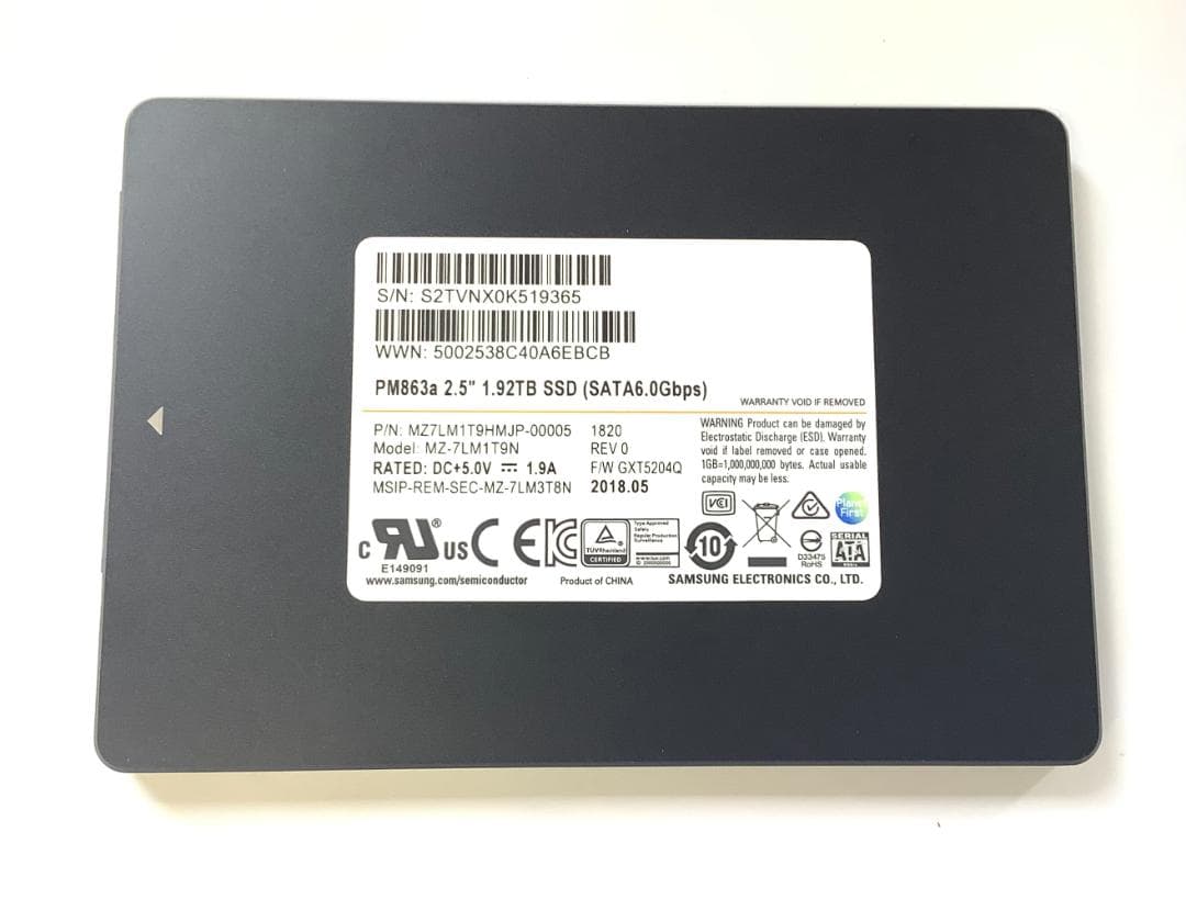 ②-WA217-SAMSUNG SATA 1.92TB SSD 2.5 1点