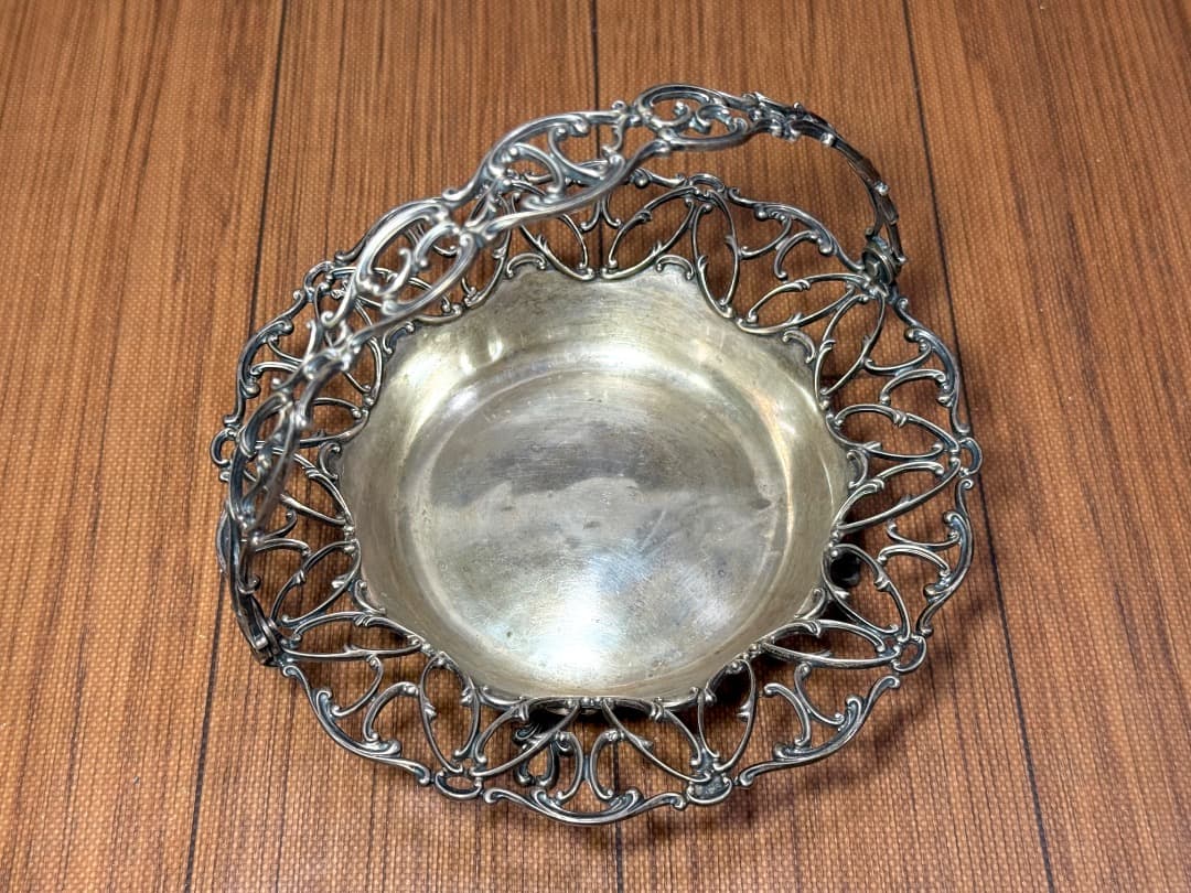 【アンティーク】純銀 米製 STERLING 透かし細工バスケット