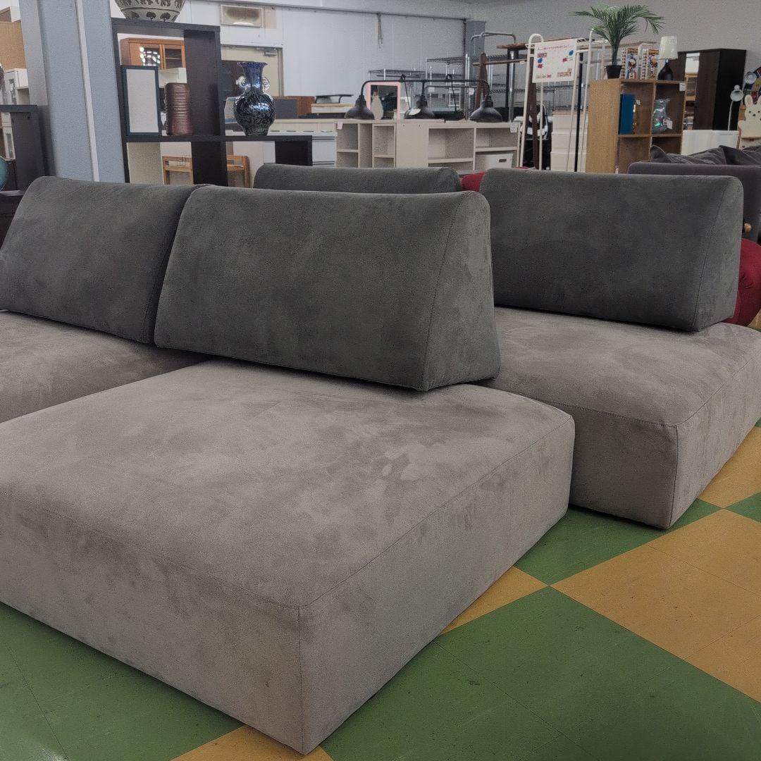 グレー スエード アイランドソファセット
