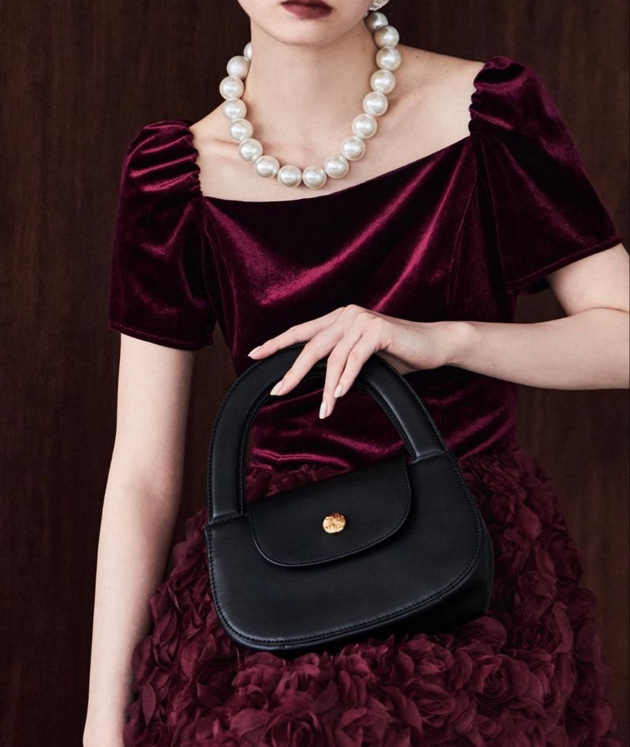 ドレス ベロアロゼットフレアドレス