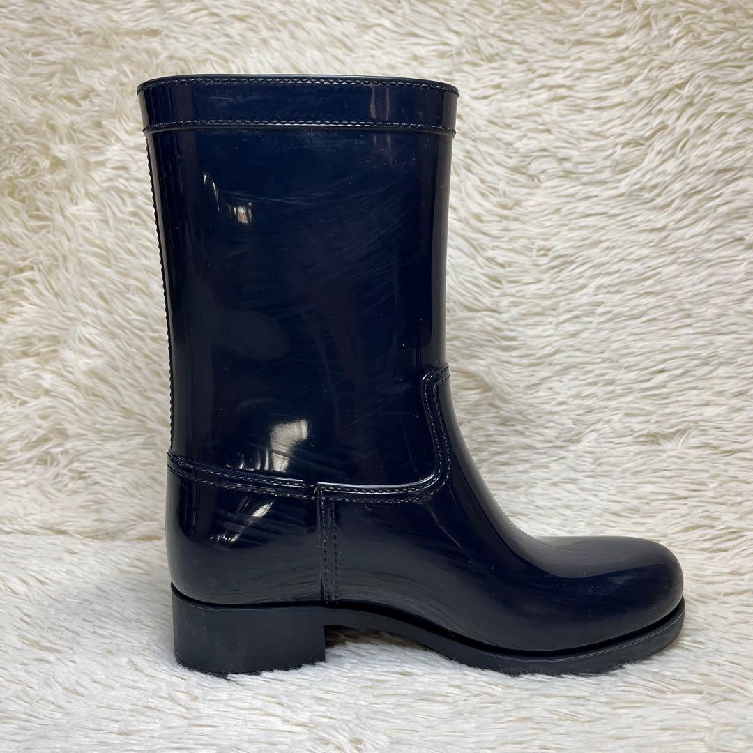 ✨希少✨ PRADA プラダ トライアングルロゴ レインブーツ ネイビー 36
