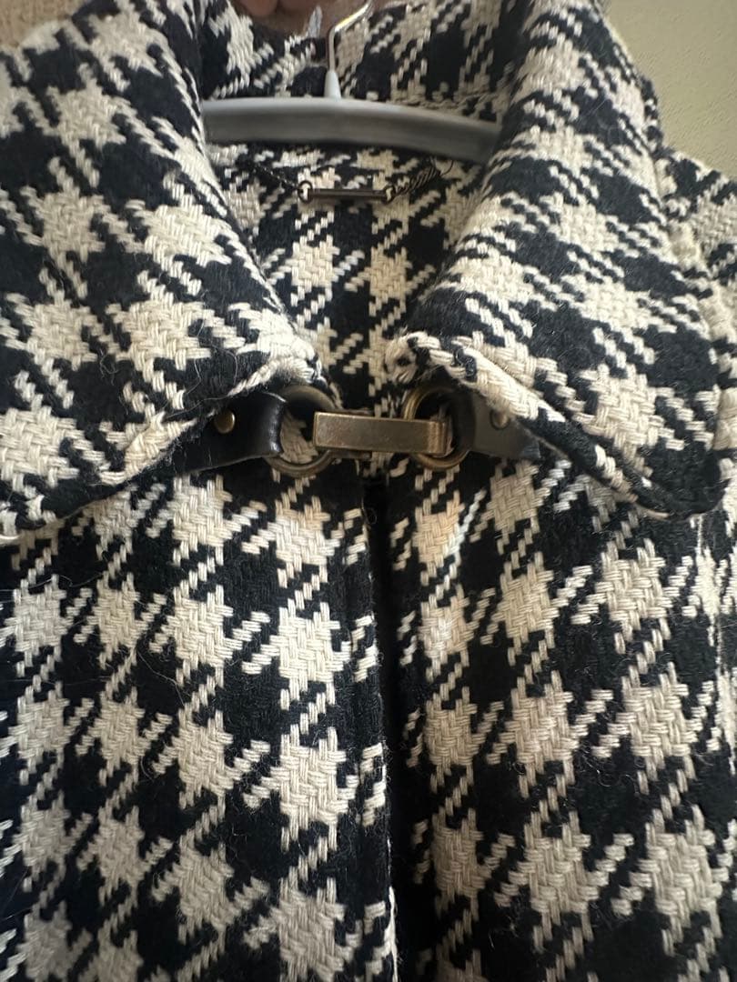 lilybrown❤︎ロングケープコート 千鳥柄　ブラック