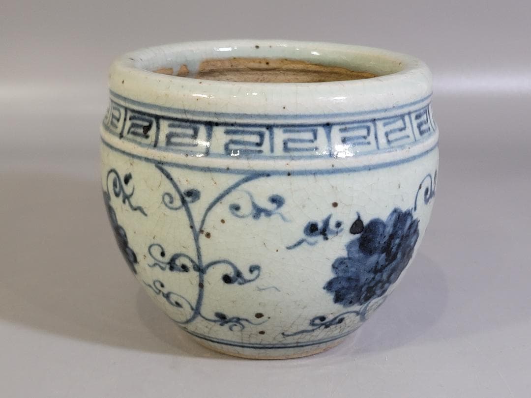 中国美術 青花 纏枝蓮花紋 壺 DT473